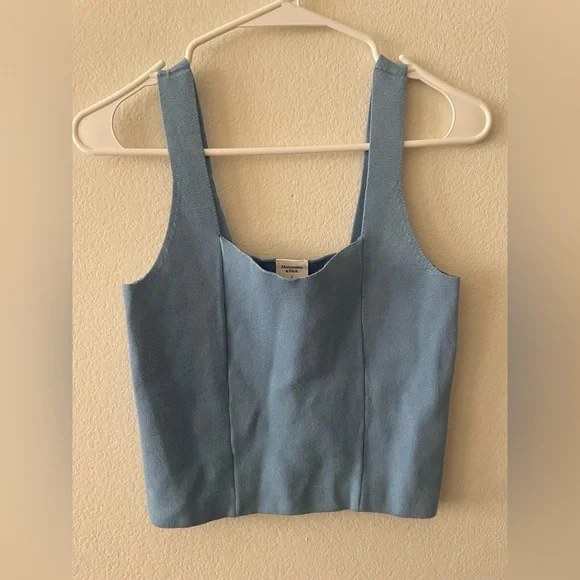 Abercrombie & fitch blue cropped tank top blouse - Picture 2 of 5